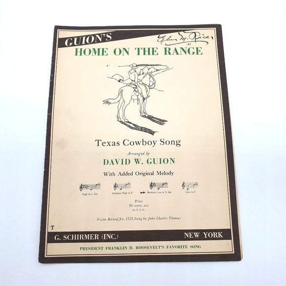 Vintage Sheet Music 1930 Home On The Range G Schirmer Co - Picture 1 of 5